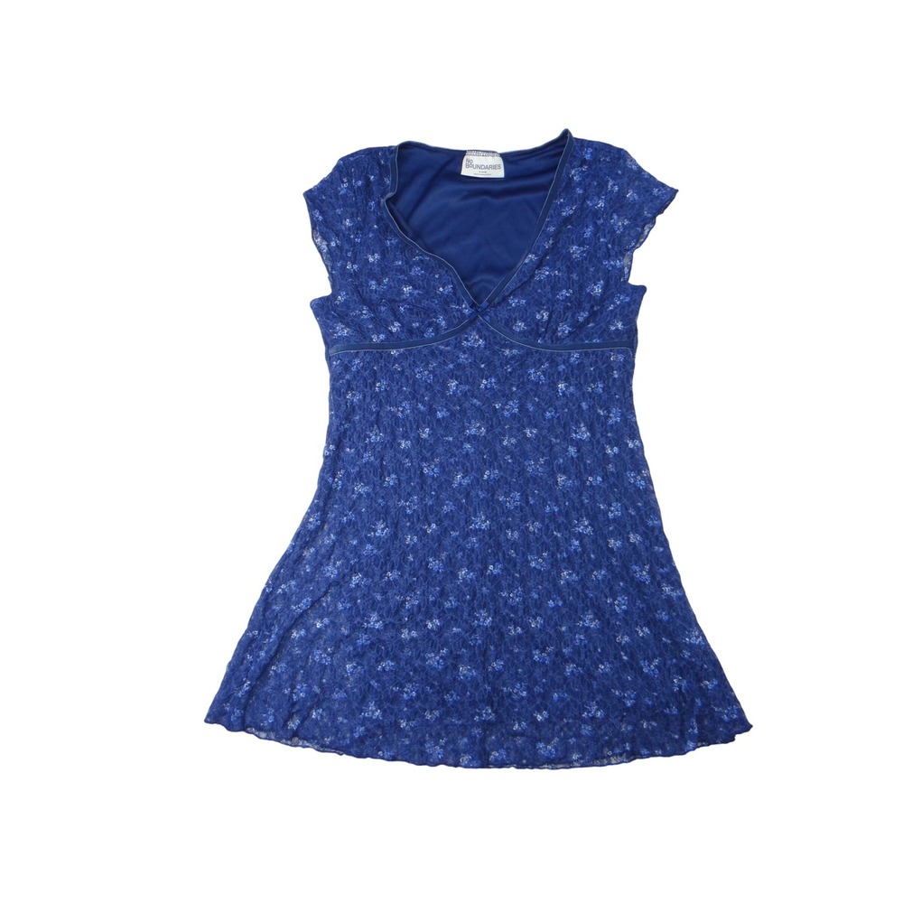 NWT-No Boundaries Kids Blue Floral Lace Cap Sleeve V‎ Neck Dress Size XL 16 18